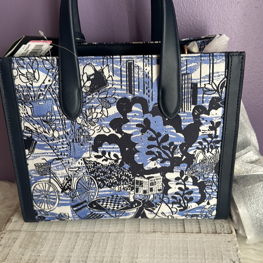 Nwt Kate spade walk in the park toile jacquard small tote bag - Picture 6 of 11